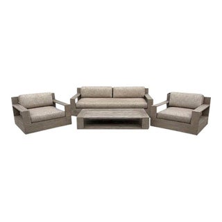 Rh Restoration Hardware Marbella Teak Outdoor Set – Luxe, 4 Pieces For Sale