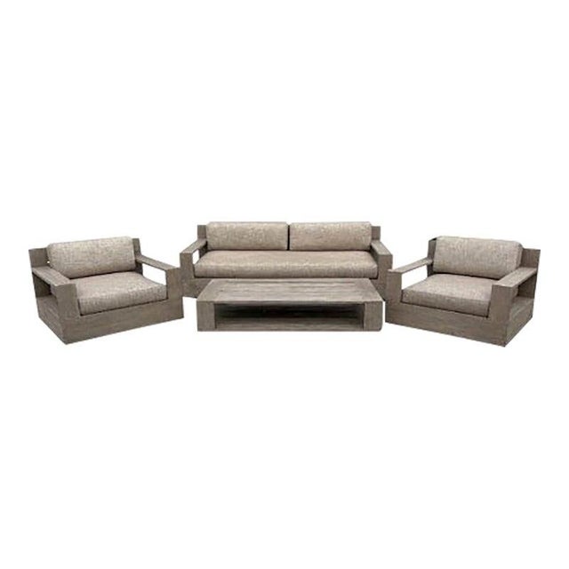 Rh Restoration Hardware Marbella Teak Outdoor Set – Luxe, 4 Pieces For Sale