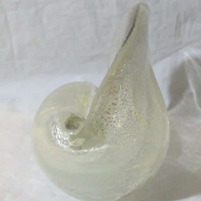 Handmade Murano conch shell formed glass dish. Silver leaf inclusions in the hand-rolled shell. Italian late 60s' early...