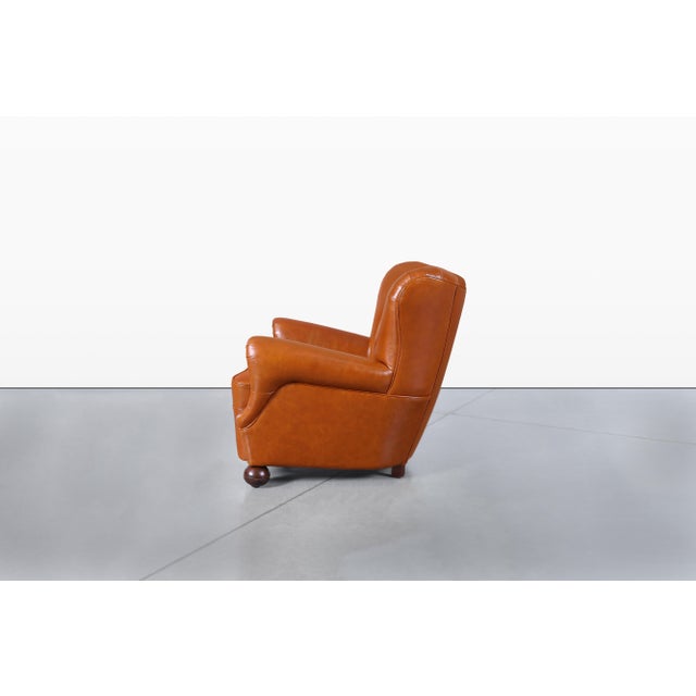 Scandinavian Art Deco Club Lounge Chairs in Cognac Leather, 1940s For Sale - Image 11 of 14