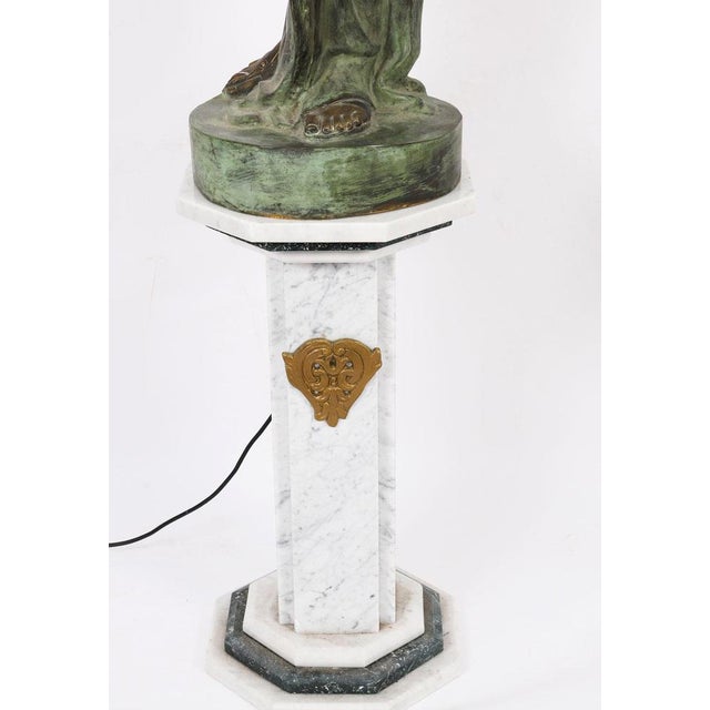 Antique Bronze Libertas Figural Torcheres Lamps by F. De Luca, 20th Century, Set of 2 For Sale - Image 12 of 18