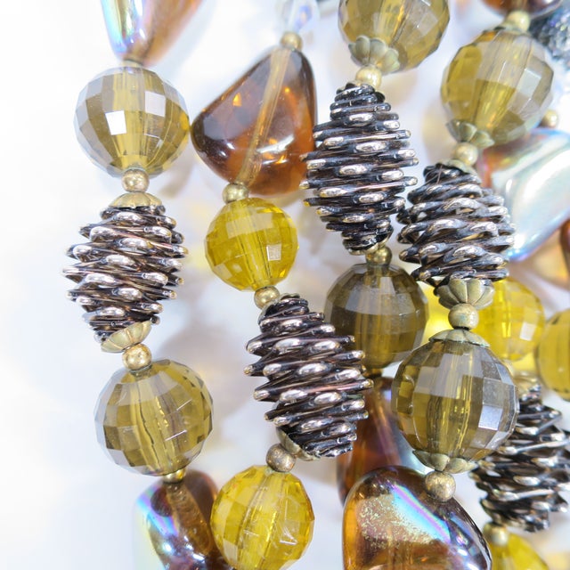 Vintage 1950s Multi-Strand Amber Art Glass Necklace Set - 3 Pieces For Sale In Orlando - Image 6 of 11