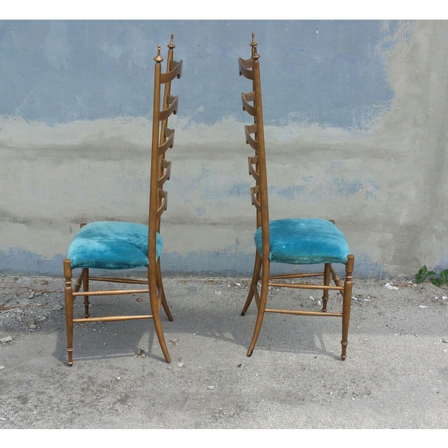 1950's Italian Exaggerated Ladder Back Chairs - a Pair For Sale In Miami - Image 6 of 7