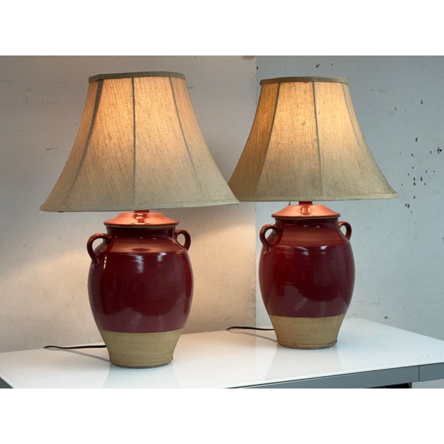 Late 20th Century Rowe Pottery Works Table Lamps, Pair For Sale - Image 5 of 12