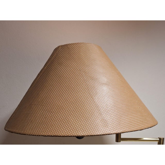 Vintage Brass Table Lamp with Handmade Faux Leather Swivel Shade, 1970s For Sale - Image 14 of 16