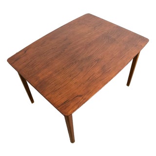 Mid Century Modern Dining Table Drop Leaf Walnut Compact Leaf X2 Vintage 1960s For Sale