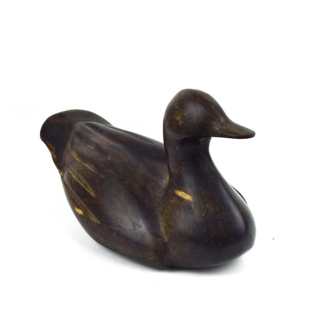 Mid-Century Modern Vintage Hand Craved Ironwood Decoy Duck Figurine For Sale - Image 3 of 5