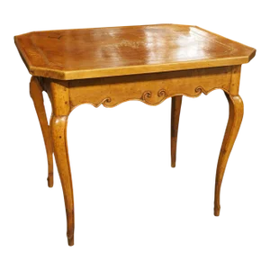 18th Century French Louis XV Fruitwood Occasional Table With Leather Top