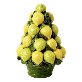 Italian Mid-Century Ceramic Lemon Basket For Sale