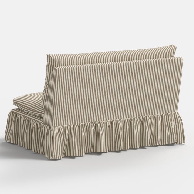 Stoffer Home x Cloth & Company Thelma 47" Ruffle Settee in Jane Stripe Burlap For Sale In Chicago - Image 6 of 6