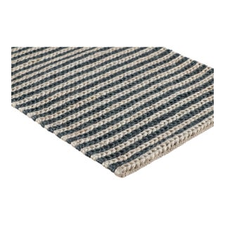 Part & Parcel Goods Jute Braid Rug, 8'x10', Navy and Sky Blue Stripe For Sale