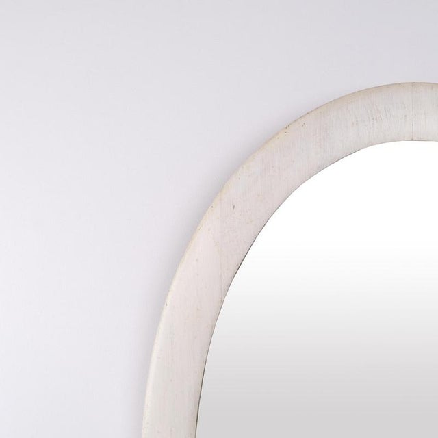 Oval White Painted Mirror with Wooden Frame, 1940s For Sale - Image 3 of 7