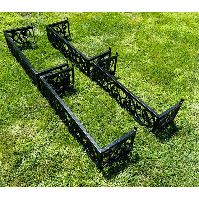 Four hand made window bozes to be attacjed under a window on a home. There are four screws on each decorative iron box...