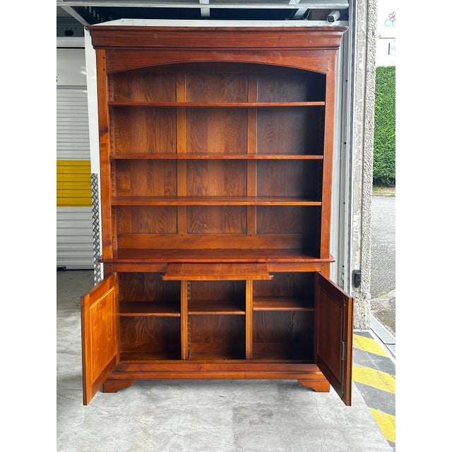 20th Century Cherry Wood Bookcase with Sliding Writing Surface, 1920s For Sale - Image 6 of 18