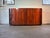 Vintage Rosewood Credenza | Mid-Century Modern Curved End Sideboard With Chrome Pulls | Danish Modern Polished Wood Storage Cabinet For Sale - Image 4 of 10