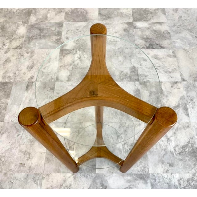 Mid-Century Modern 1970s Danish Modern Mobler Three-Tier Teak and Glass Shelf/Plant Stand For Sale - Image 3 of 5