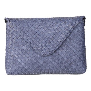 Rafe Woven Leather Jamie Envelope Clutch in Denim For Sale
