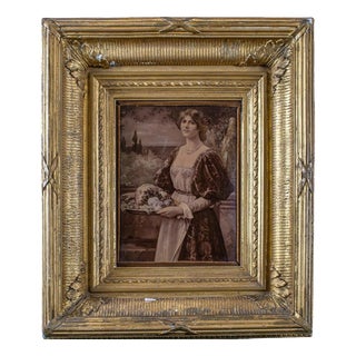 Victorian Chrystoleagram Portrait of Lady with Fruit, 19th Century, Framed For Sale