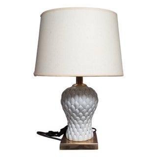 Brass and Porcelain Table Lamp by Tommaso Barbi, 1980s For Sale