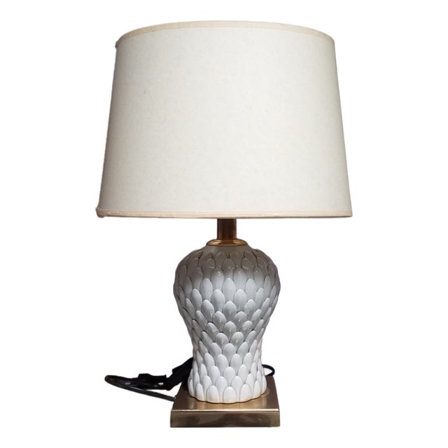 Brass and Porcelain Table Lamp by Tommaso Barbi, 1980s For Sale