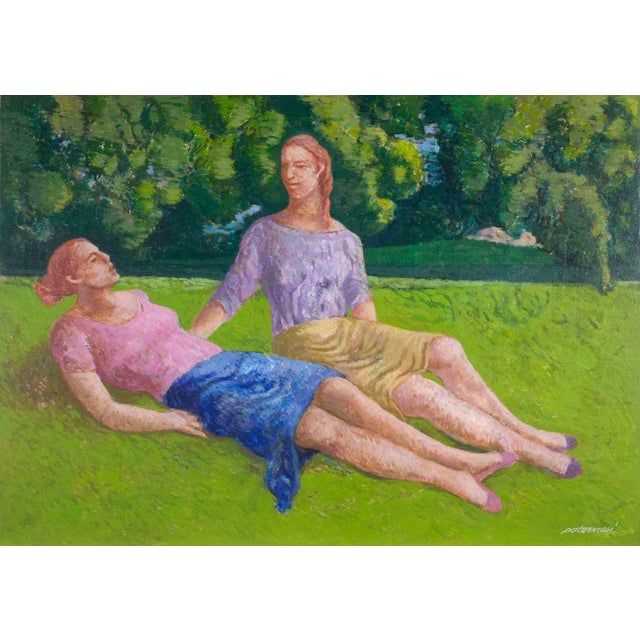 Alessio Paternesi, Penetrate the Sky, Oil on Panel, 1980s For Sale