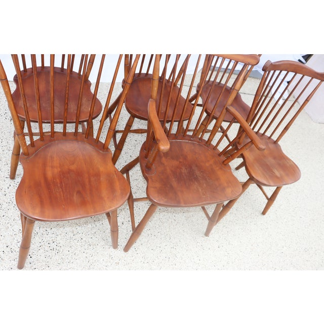 Authentic Stickley Solid Wood 6 Spindle-Back Windsor Chairs For Sale - Image 11 of 13