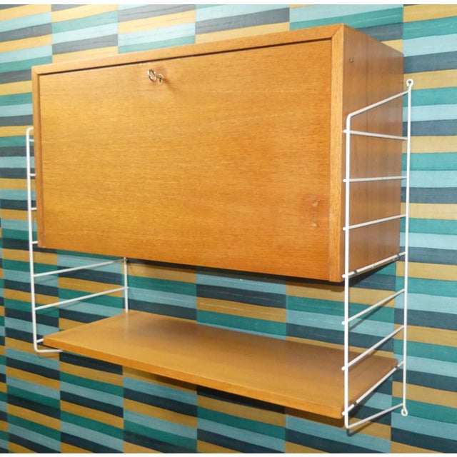String Shelving Unit with Cabinet and White Ladders by Nisse Strinning, Sweden, 1950s For Sale - Image 16 of 18