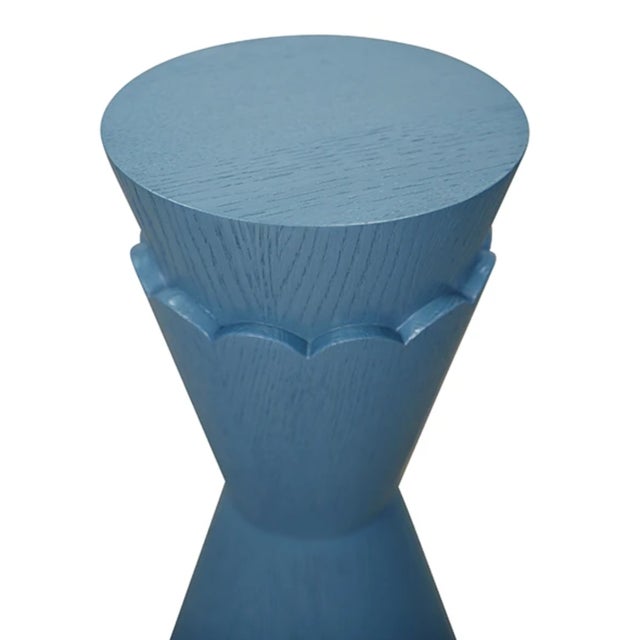 Matthew Izzo Home Vivienne Steel Blue Stained Oak Drink Table For Sale In New York - Image 6 of 9