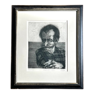 Mid 20th Century Framed Grainteville Widower Etching, Signed Michael Louis Jacques
