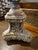 This is an 18th-century Italian carved wooden altar stick featuring a rustic, gracefully aged patina.