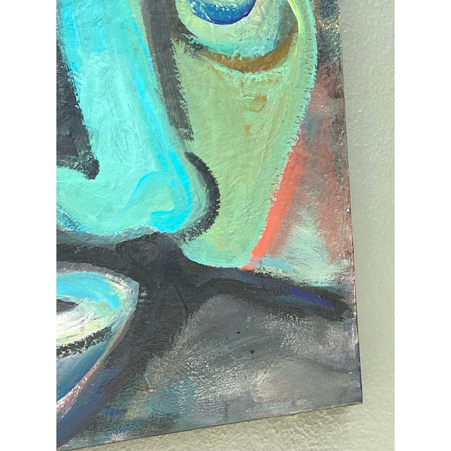 Teal Abstract Expressionist Oil Painting on Canvas For Sale - Image 8 of 12