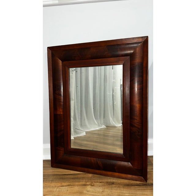 Early 19th Century 19th Century Antique Ogee Flame Mahogany Framed Mirror For Sale - Image 5 of 12