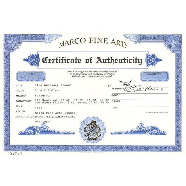 Contemporary Robert Indiana the Metamorphosis of Norma Jean Mortenson, 1997 - Signed For Sale - Image 3 of 5