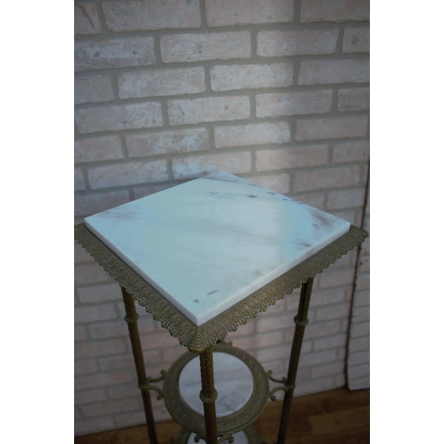 Metal Antique French Victorian Three Tier Brass and Oxyn Pedestal Stand For Sale - Image 7 of 12