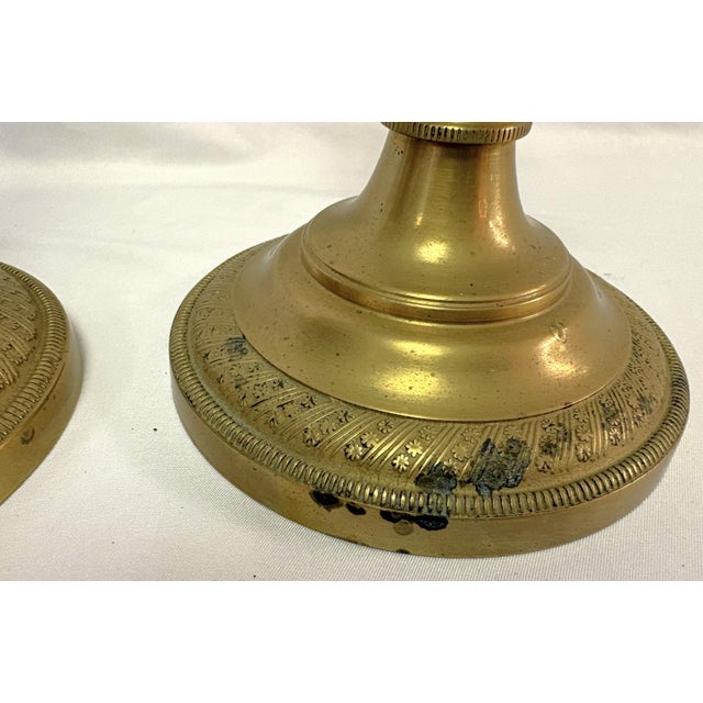 Antique French Brass Candlesticks- A Pair For Sale - Image 15 of 18
