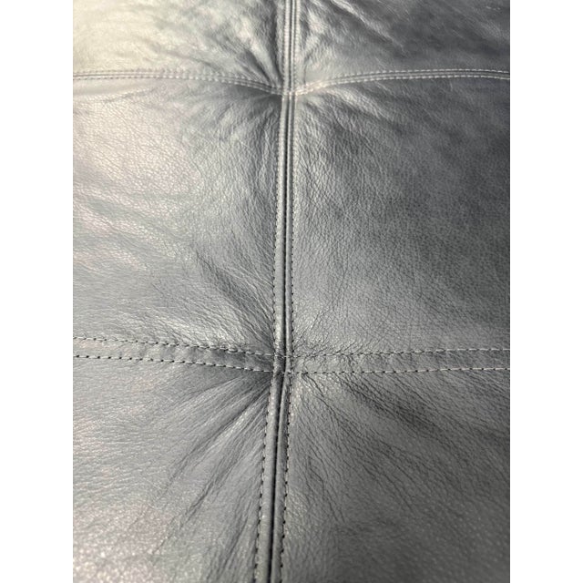Arhaus Camden Collection Butler Leather Ottoman in Slate Showroom Sample For Sale - Image 10 of 11