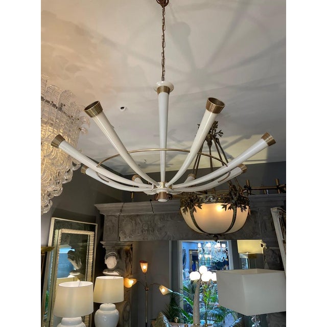 Metal Italian Brass Chandelier, 1950s For Sale - Image 7 of 15