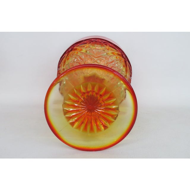 Viking Glass Amberina Yesteryear Star Footed Compote Goblet Cadmium Glow 5877b For Sale - Image 11 of 14