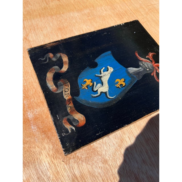 Wood Baroque Style Oil on Wood Coat of Arms Painting Panels of Noble Italian Family After an Antique, 3 Pieces For Sale - Image 7 of 13