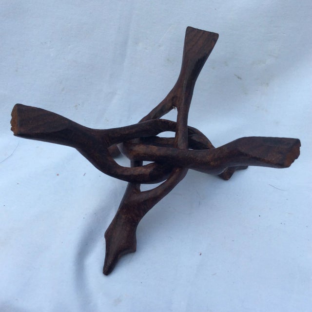 Mid 20th Century 20th Century Boho Chic Hand Carved Bowl Stand For Sale - Image 5 of 6