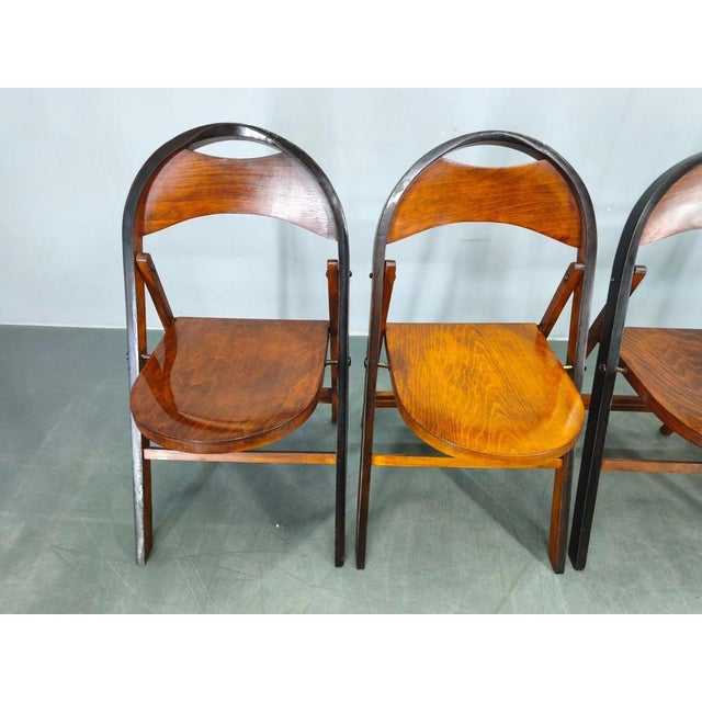 Bauhaus B751 Folding Chairs from Ligna, Czechoslovakia, 1930s, Set of 4 For Sale - Image 6 of 14