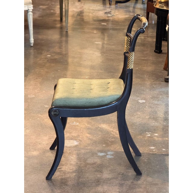 Wood Set of Six 19th Century Black and Gilt X-Back Side Chairs For Sale - Image 7 of 10