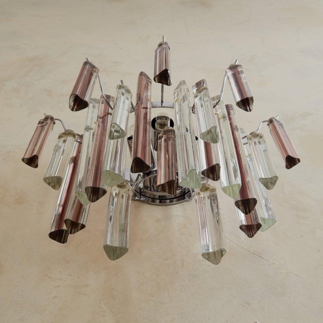 Pair of Pink Triedri Glass Sconces by Venini, 1960s For Sale - Image 11 of 11