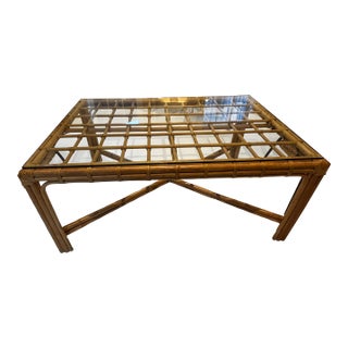 1980s Elegant Vintage Rattan Dining Table For Sale