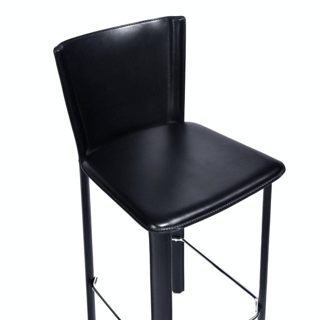Contemporary 4 Frag Contemporary Italian Black Leather Barstools For Sale - Image 3 of 18