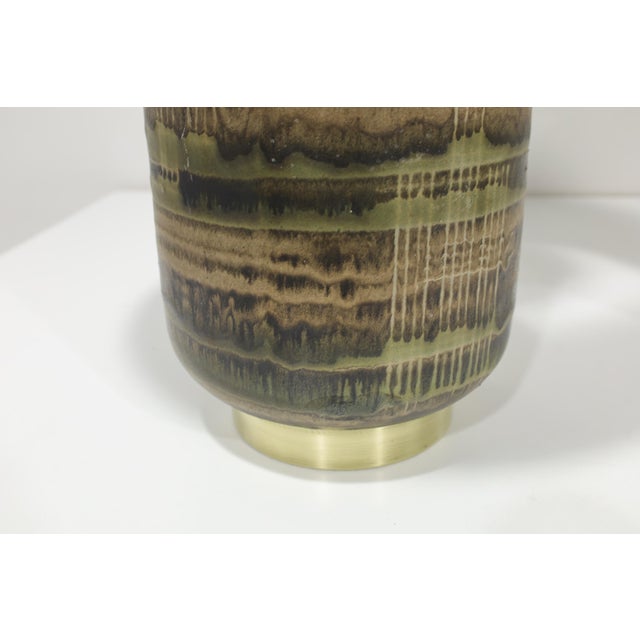 Pair of Lee Rosen Ceramic and Brass Lamps For Sale - Image 9 of 10