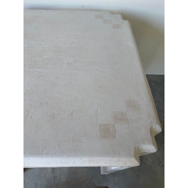 White 1980’s Postmodern Plastered Wood Geometric Game / Dining Table For Sale - Image 8 of 12