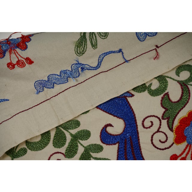 Textile Uzbek Suzani Animal Cotton Tablecloth - Wall Decor For Sale - Image 7 of 10