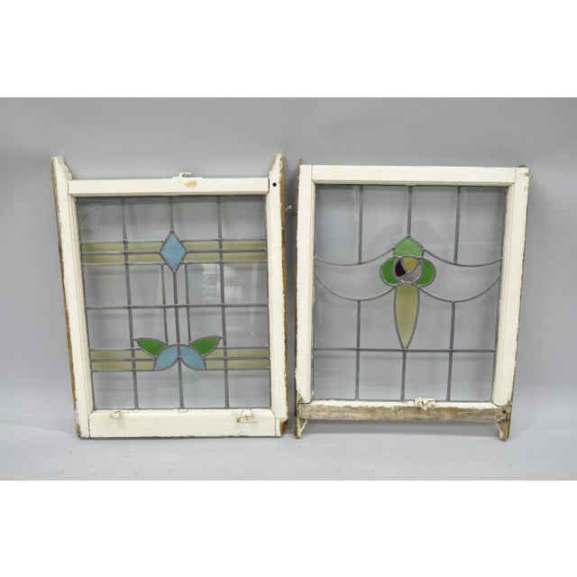 Antique Stained Glass Architectural Salvage Double Hung Window Chairish