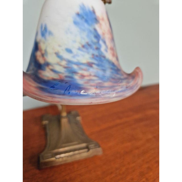 Metal Art Deco Desk Lamp by Le Verre Français, 1920s For Sale - Image 7 of 17